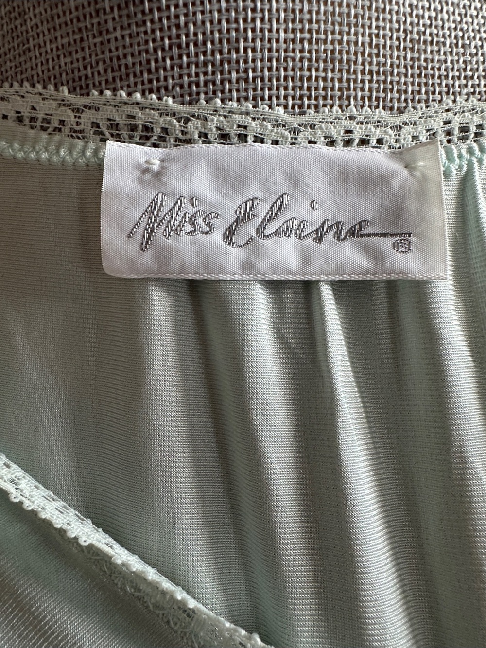 Miss Elaine Mint Green Lace-Trim Long Peignoir Set - Picture 13 of 13